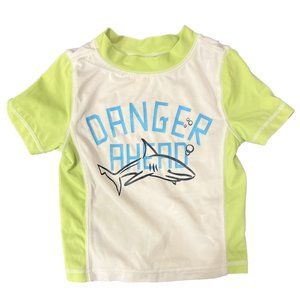 Old Navy Infant 12-18m Lime Green & White Rashguard Short Sleeve Shirt Top